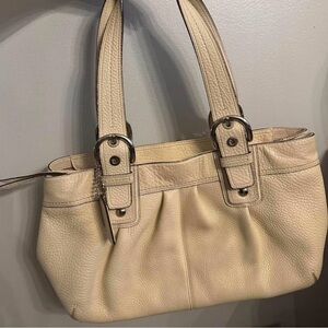 Elegant Cream Leather SoHo Tote Bag